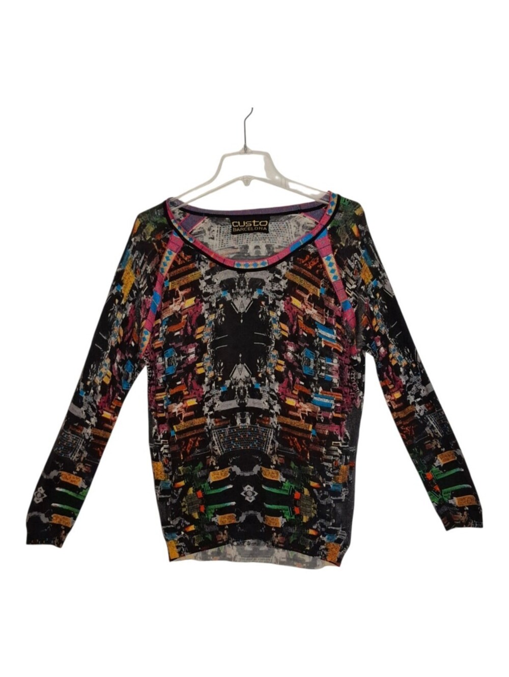 Custo Barcelona City Sweater Sz Med Multicolor Abstract Y2K Maximalism